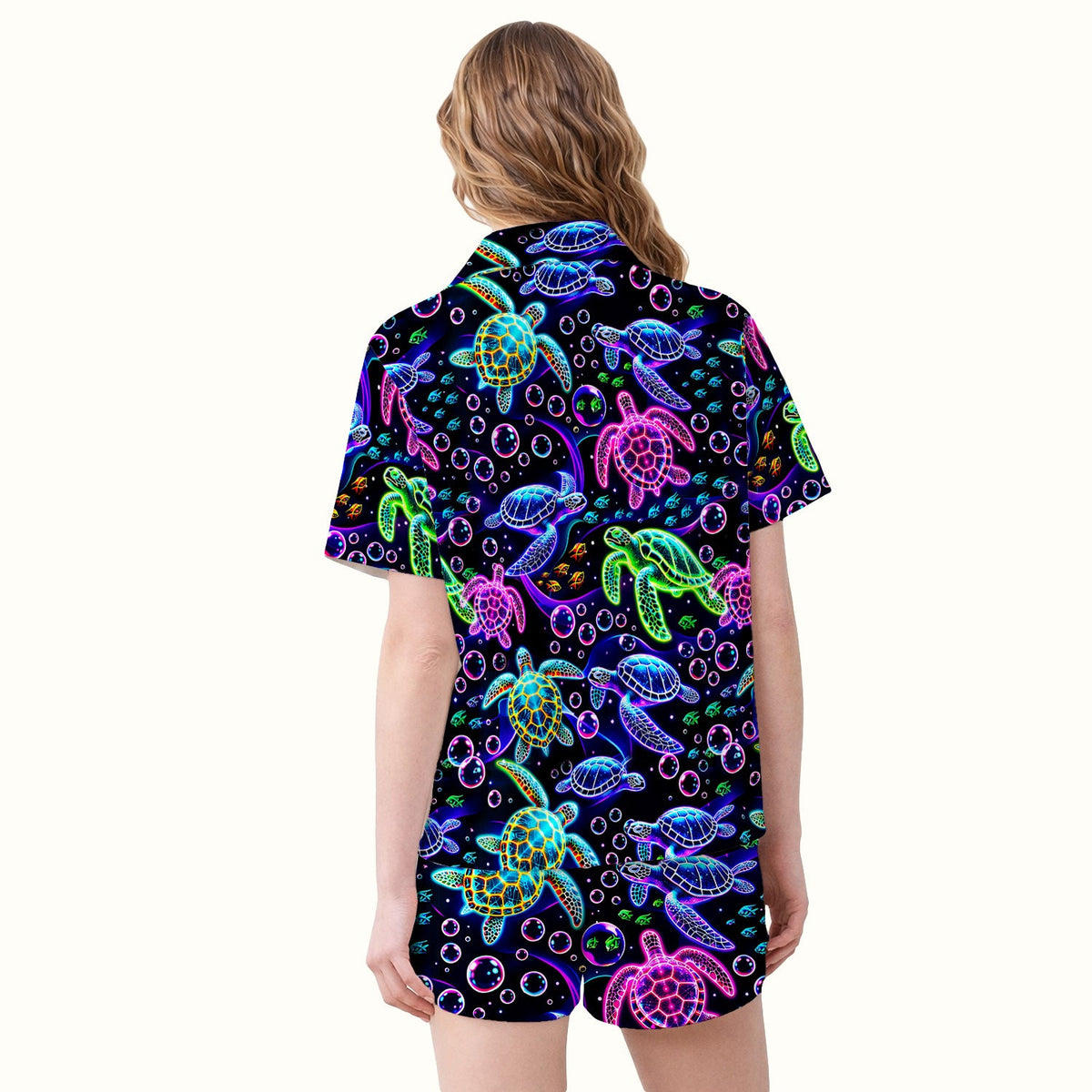 Neon Sea Turtle Bubble Nurse Pajama Set