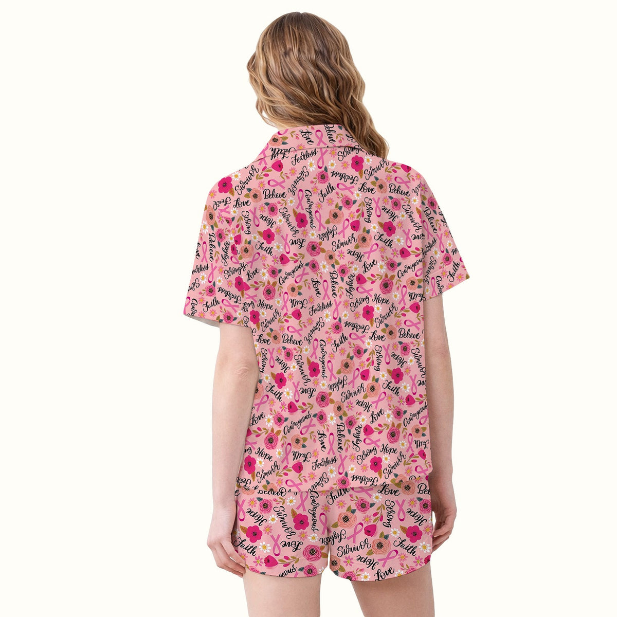 Breast Cancer Oncology Floral Nurse Pajama Set