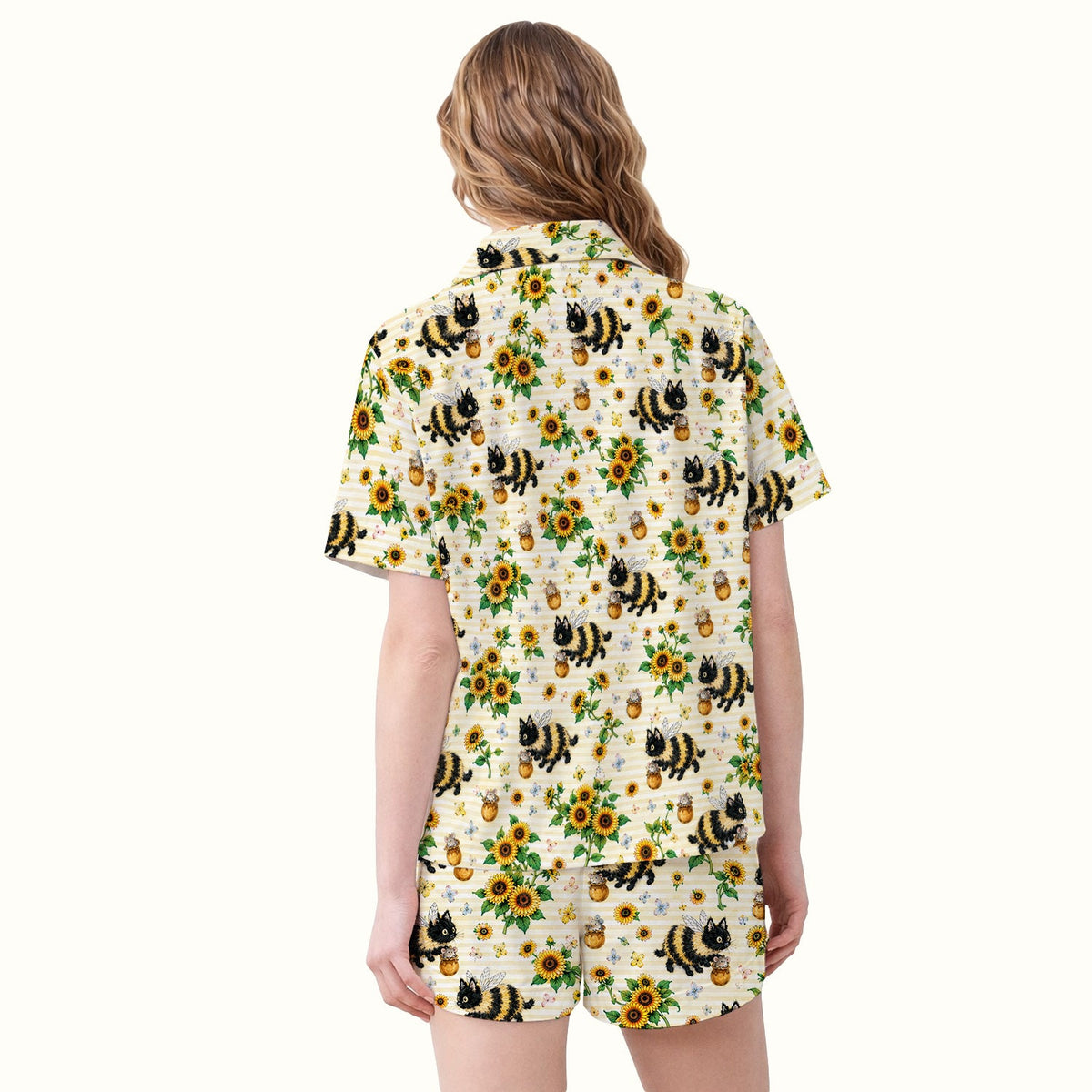 Bumblebee Cat Sunflower Nurse Pajama Set