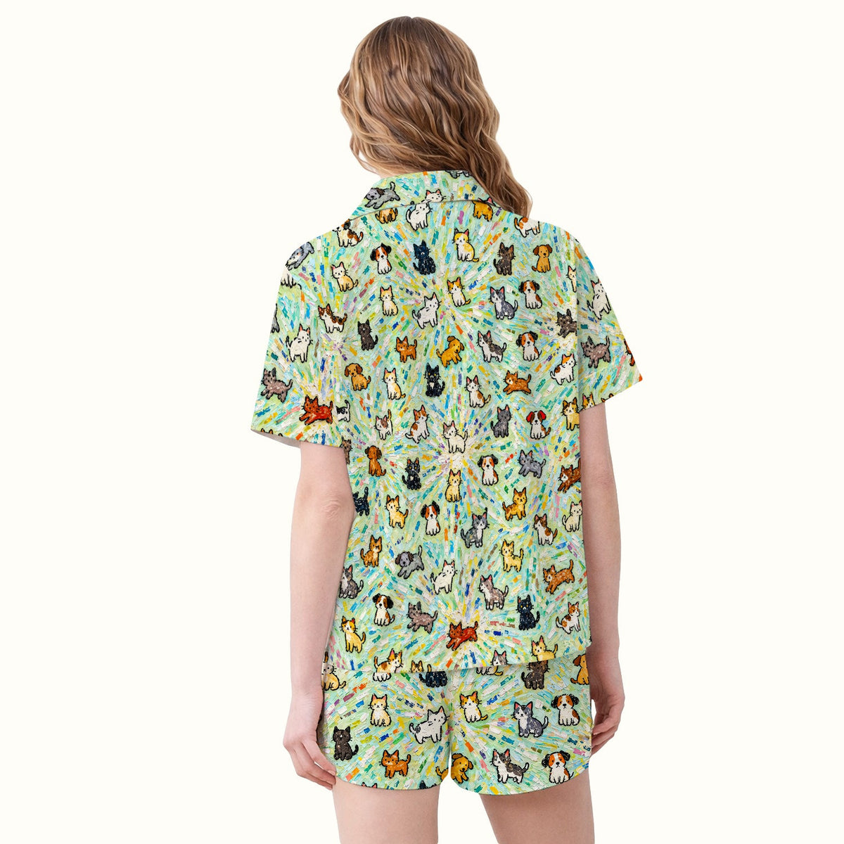 Colorful Cats Dogs Doodle Pajama Set