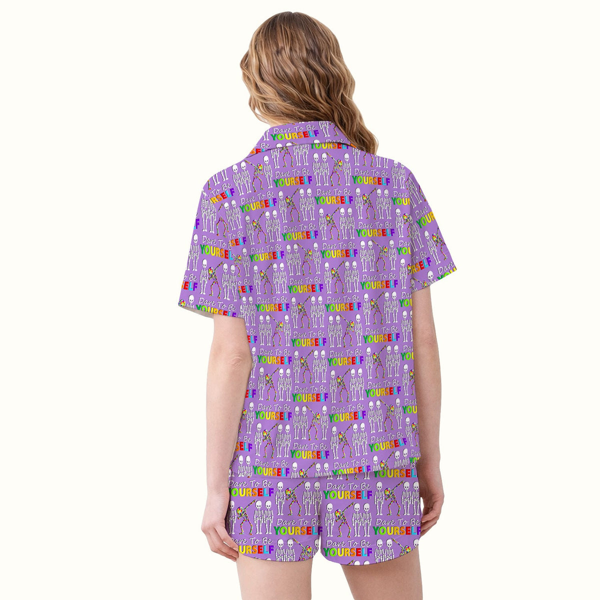 Rainbow Skeleton Dare To Be Yourself Pajama Set
