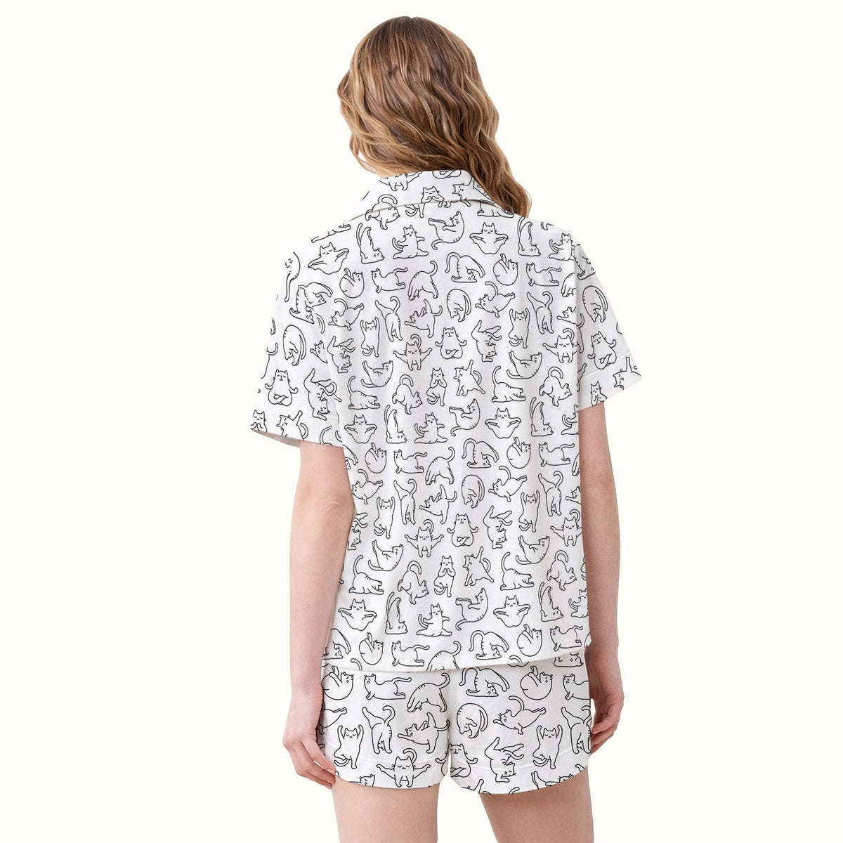 Cat Outline Playing Nurse Pajama Set