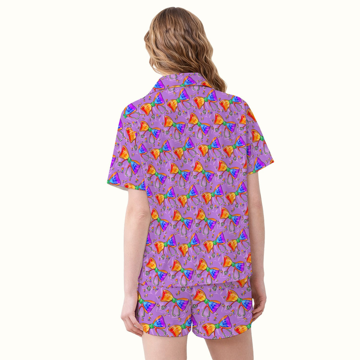 Colorful Rainbow Bow Stethoscope Pajama Set
