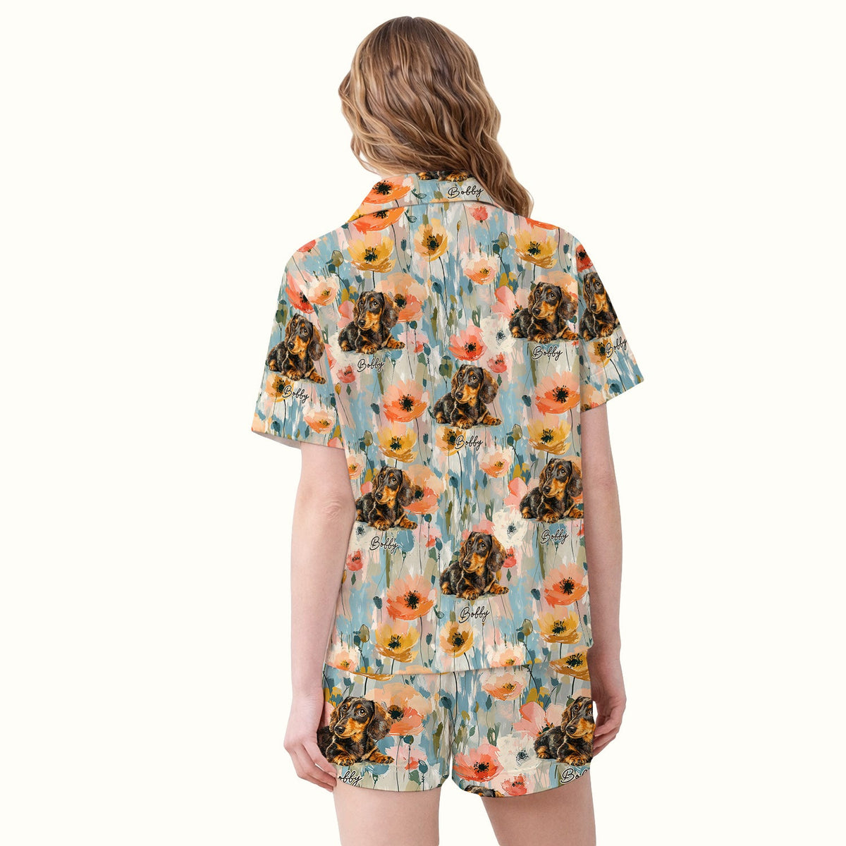 Personalized Dachshund Photo Floral Pajama Set