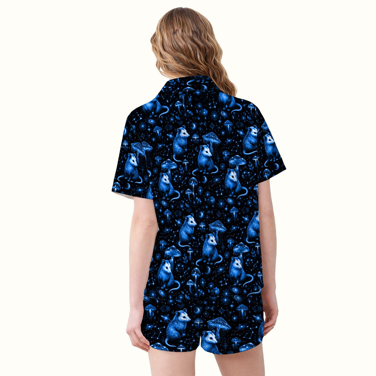 Celestial Blue Opossum Mushroom Nurse Pajama Set