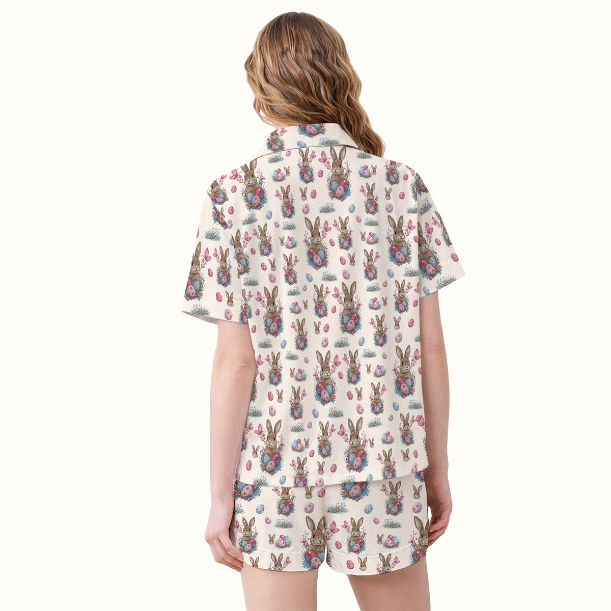 Pastel Easter Bunny Nest Nurse Pajama Set