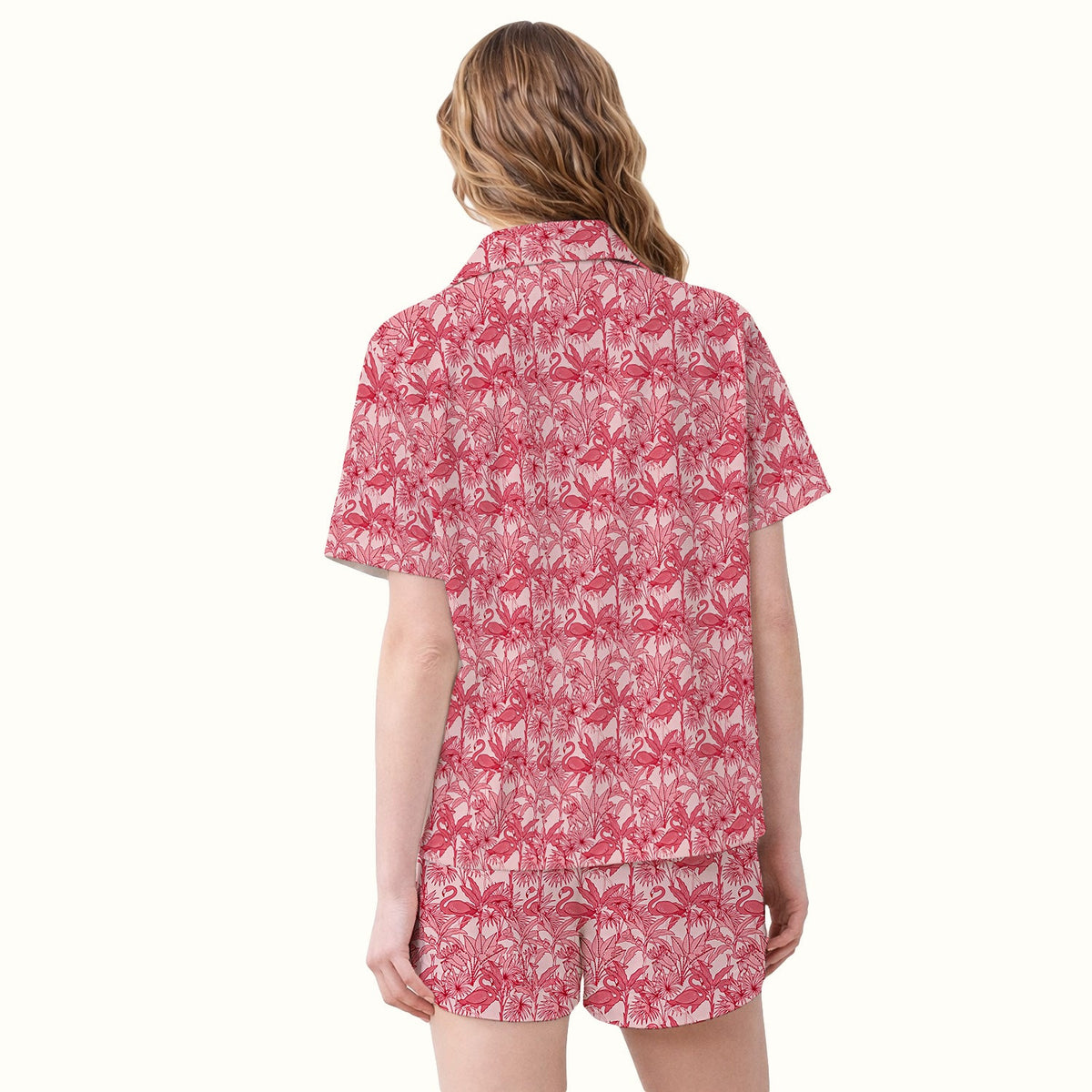 Tropical Flamingo Palm Leaves Pajama Set