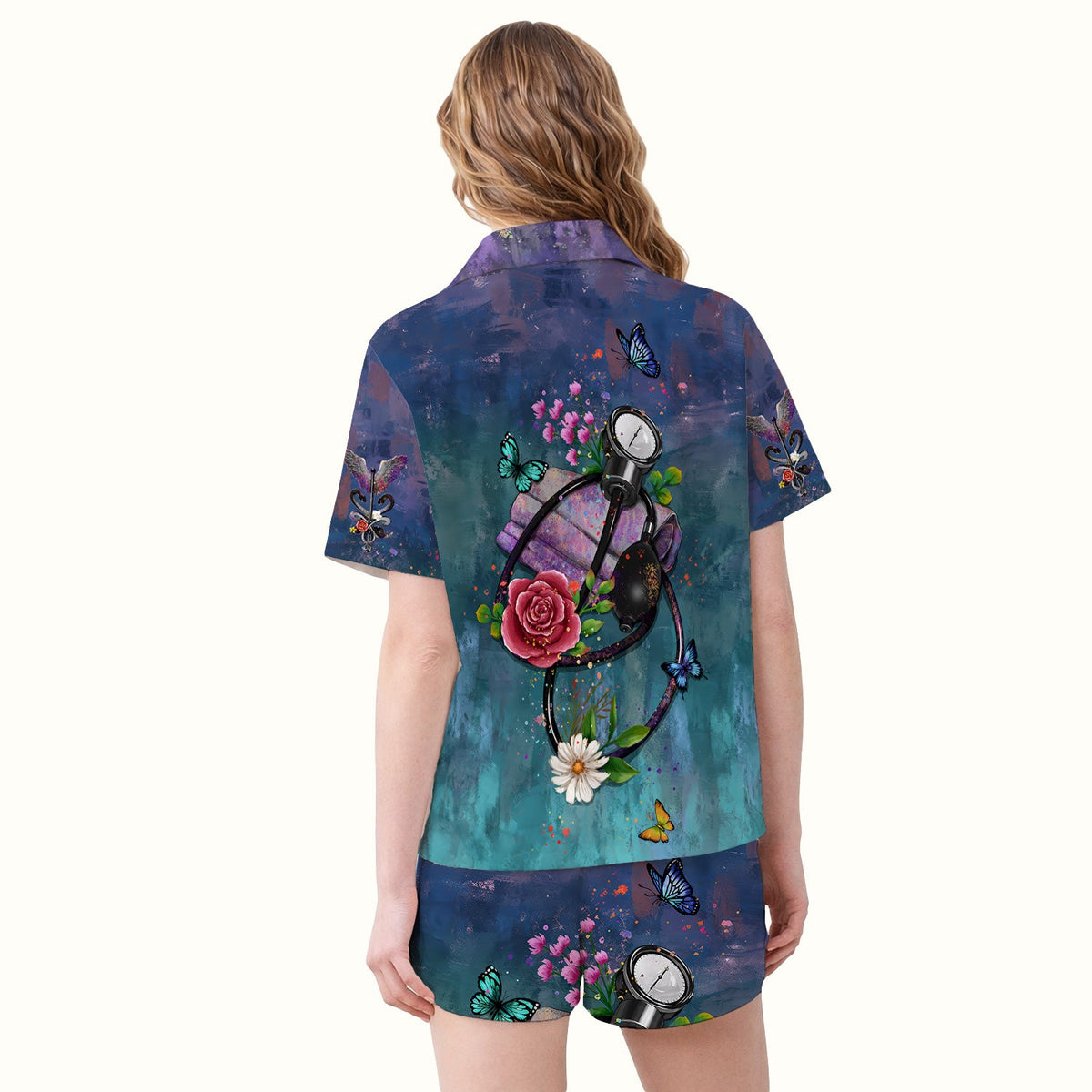Floral Stethoscope Pajama Set