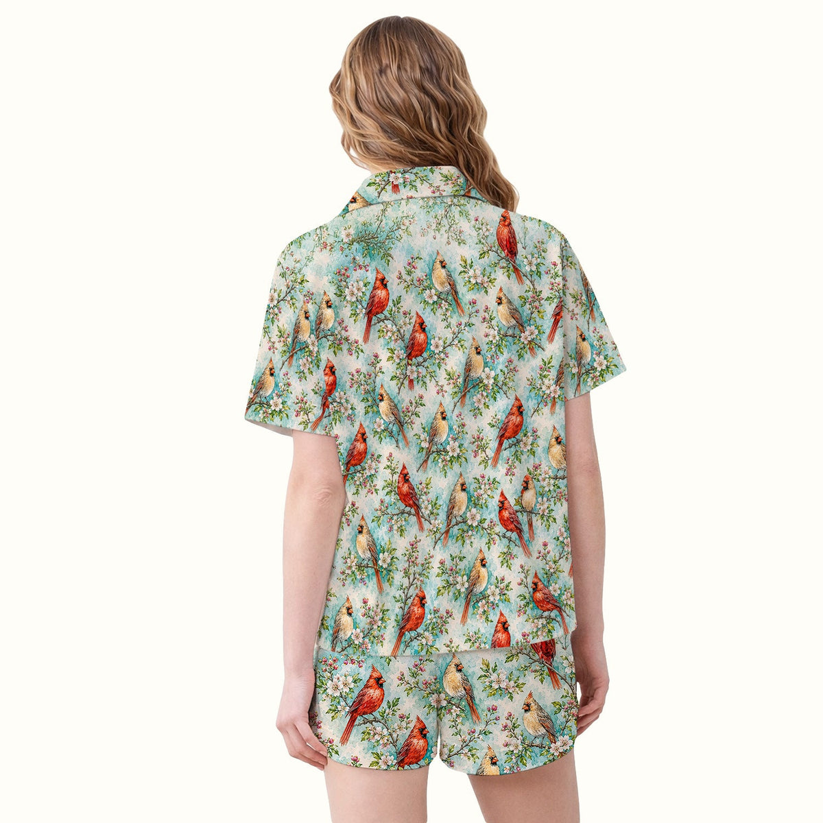 Cardinal Blossom Branch Nurse Pajama Set