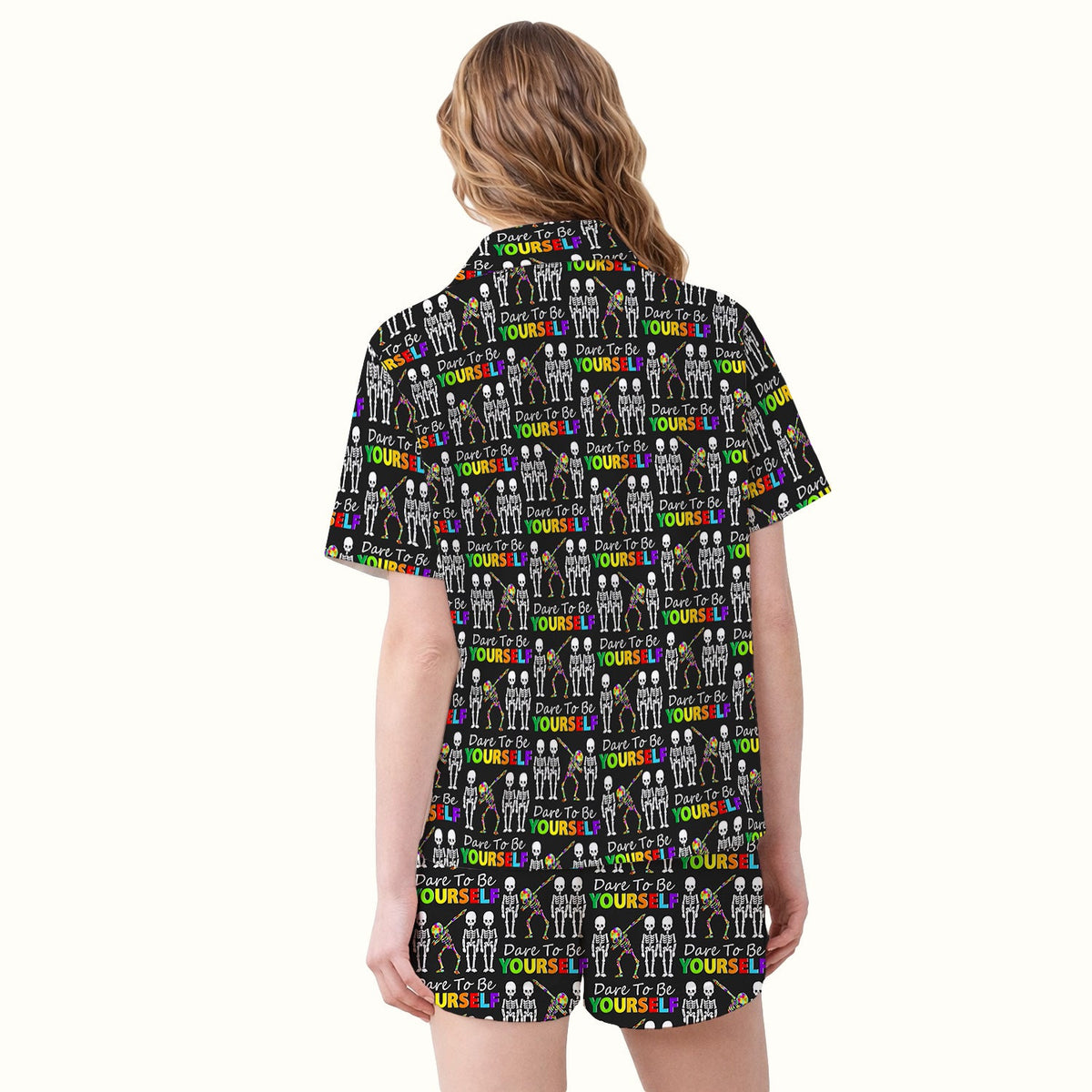 Rainbow Skeleton Dare To Be Yourself Pajama Set