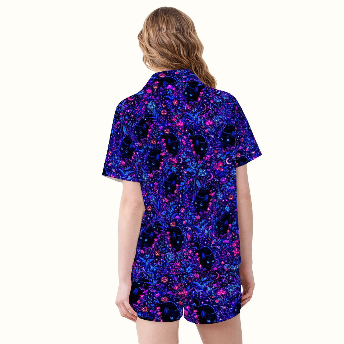 Spooky Black Cat Garden Pajama Set