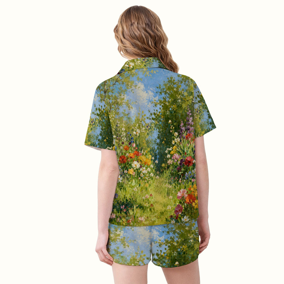 Whimsical Garden Cat Blossom Pajama Set