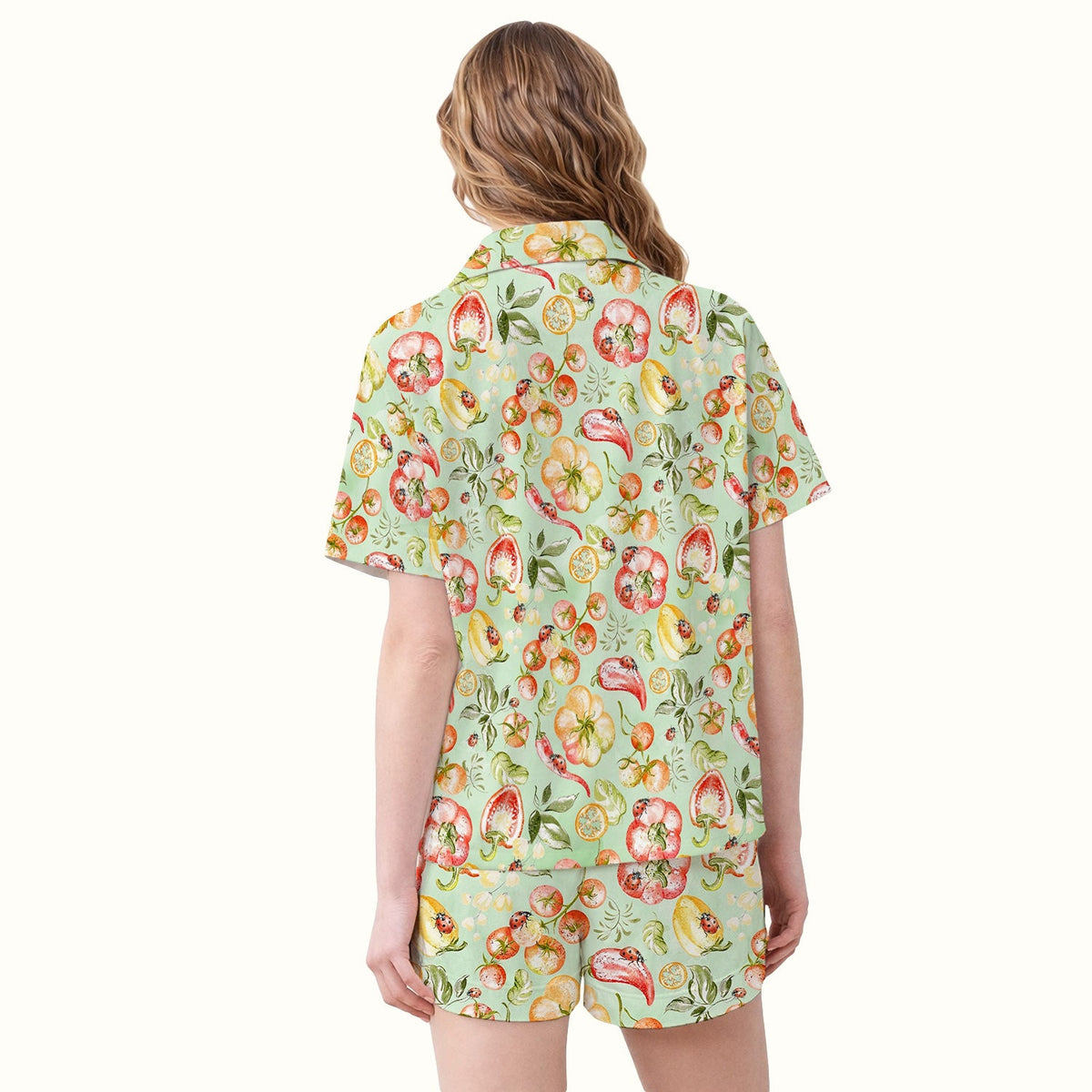 Watercolor Veggie Ladybug Nurse Pajama Set