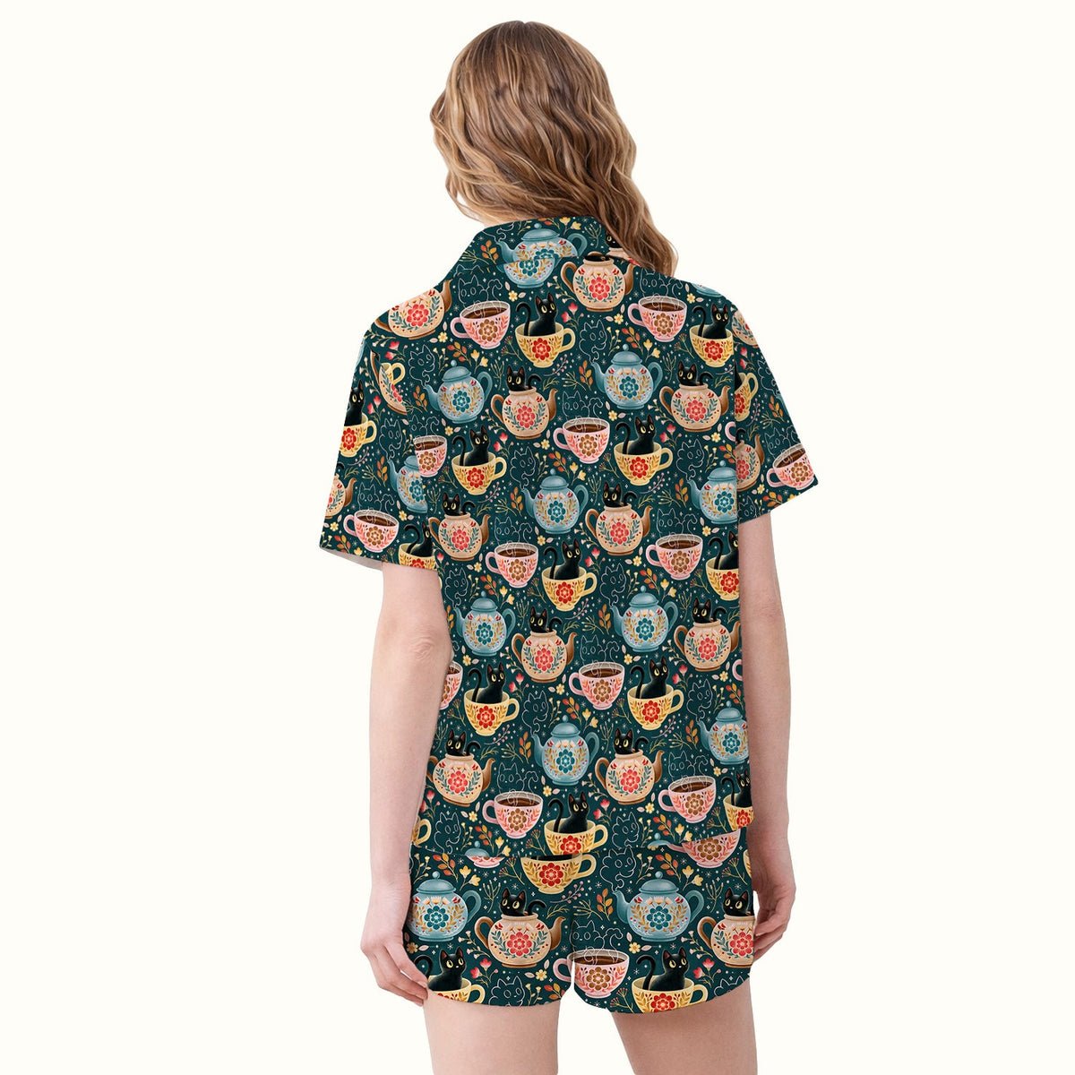 Black Cat Tea Party Veterinary Pajama Set