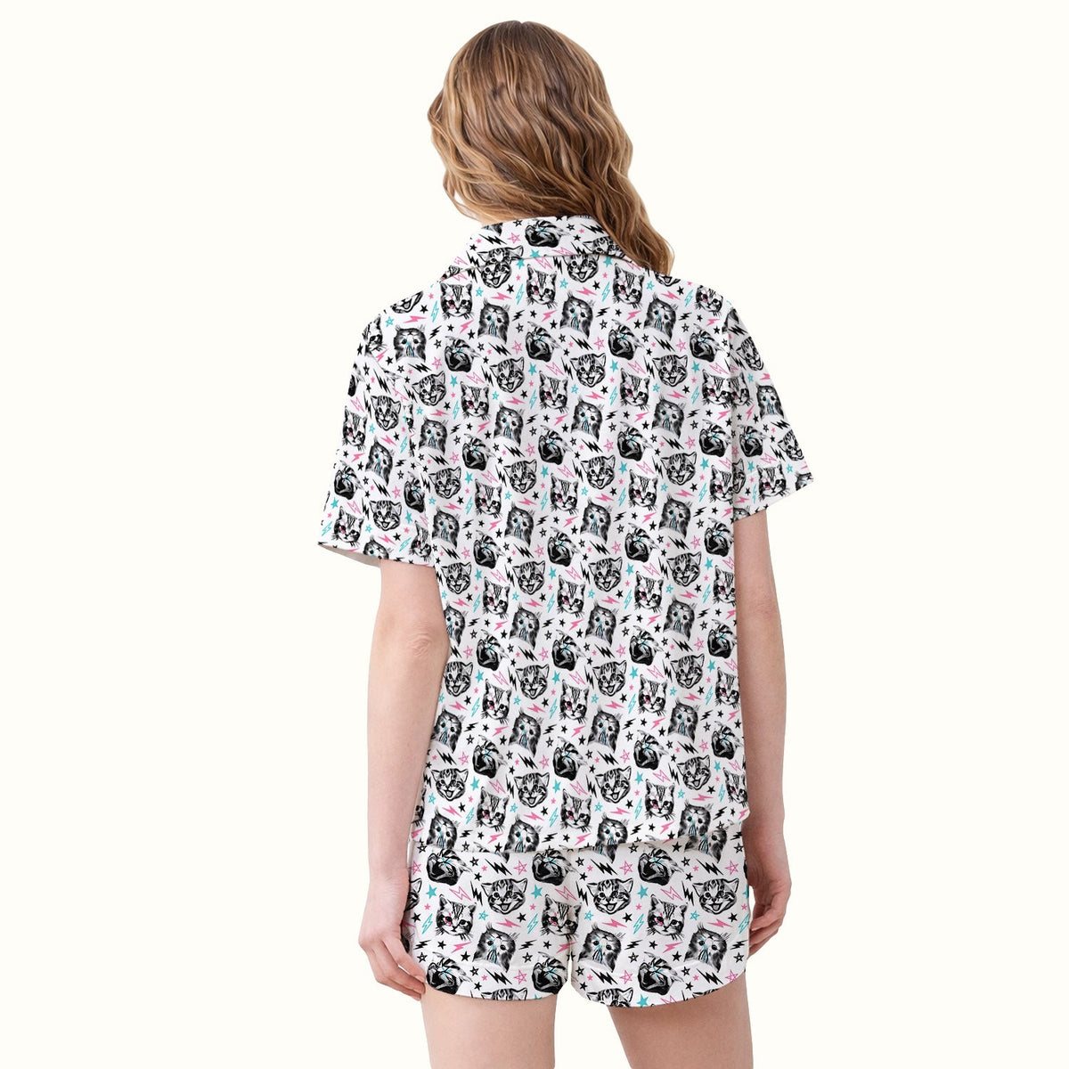 Cat Faces Lightning Pajama Set