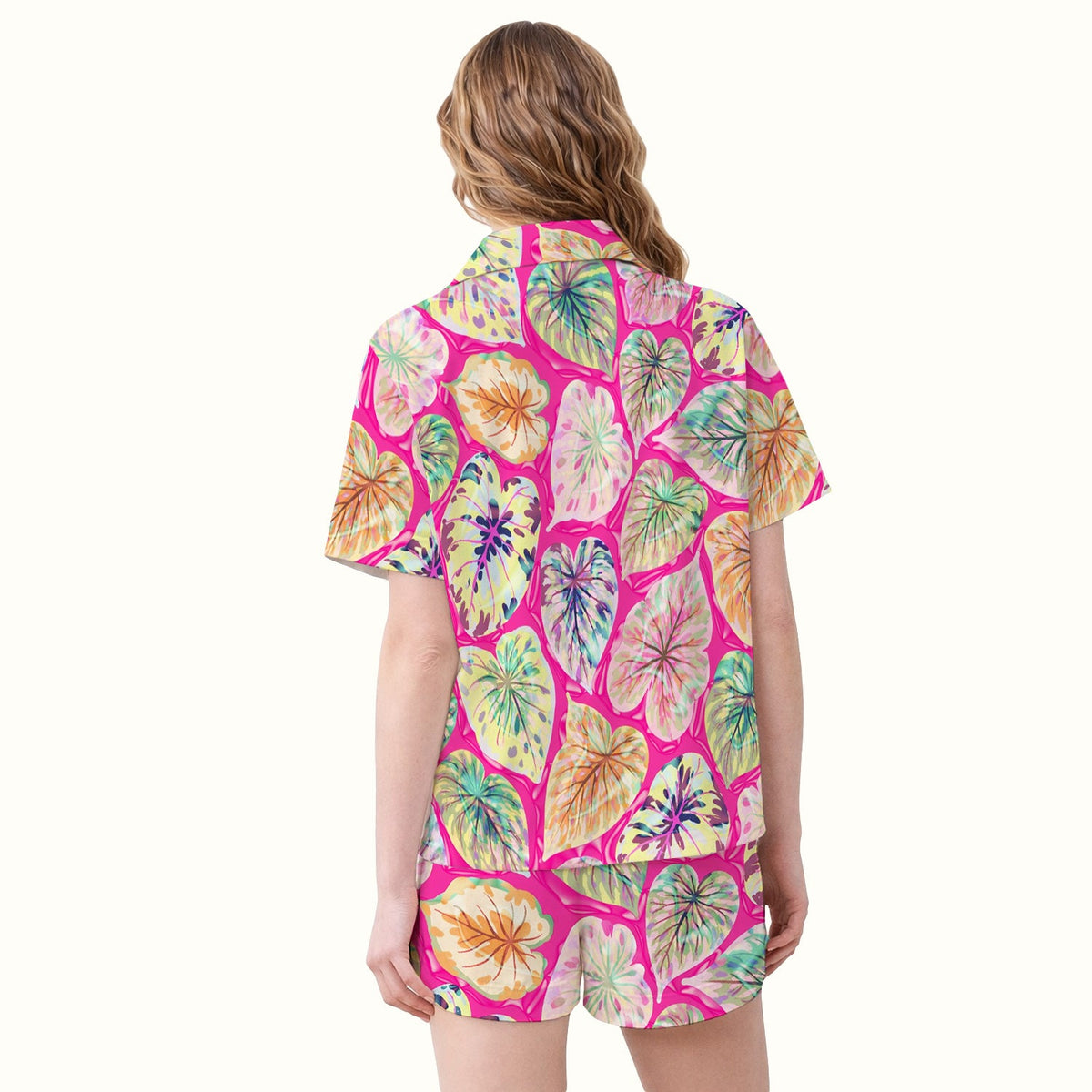 Tropical Colorful Leaf Nurse Pajama Set