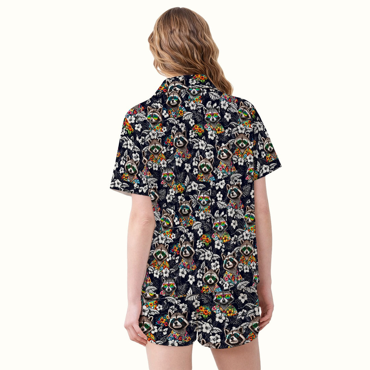 Tropical Raccoon Floral Pajama Set
