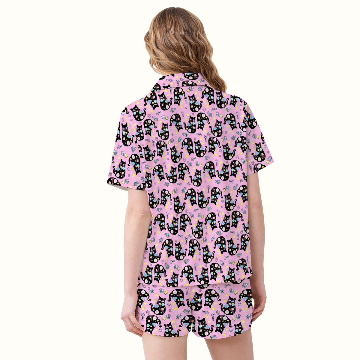 Galaxy Black Cat Space Pajama Set