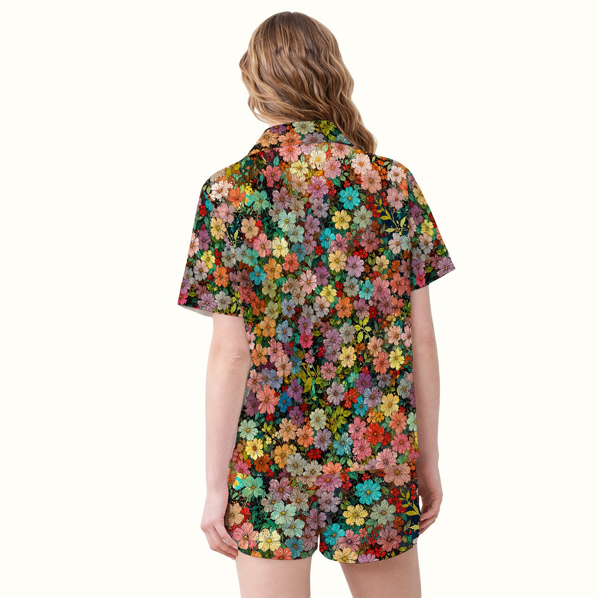 Colorful Wildflower Garden Bloom Pattern Pajama Set