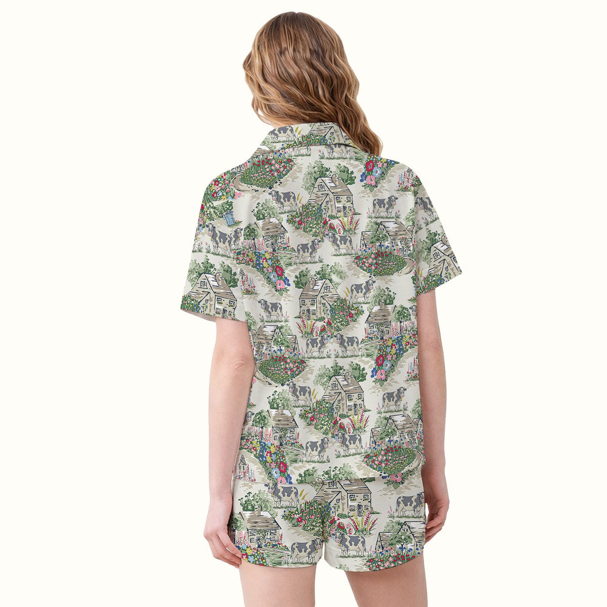 Countryside Cows Cottage Garden Nurse Pajama Set