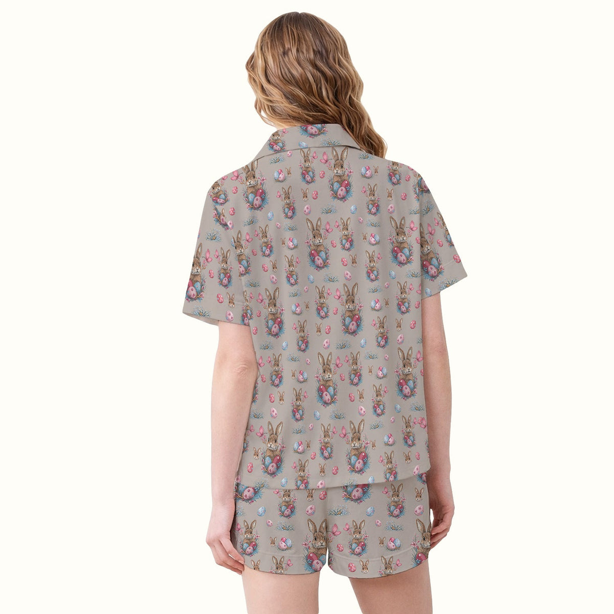 Pastel Easter Bunny Nest Nurse Pajama Set