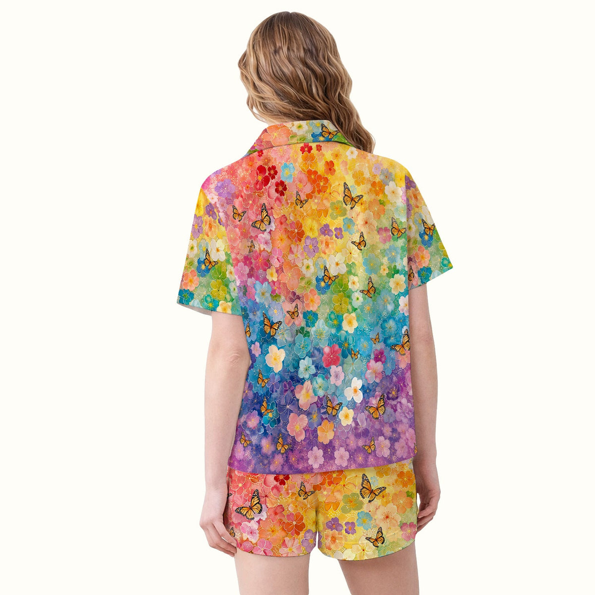 Rainbow Butterfly Floral Blossom Pajama Set