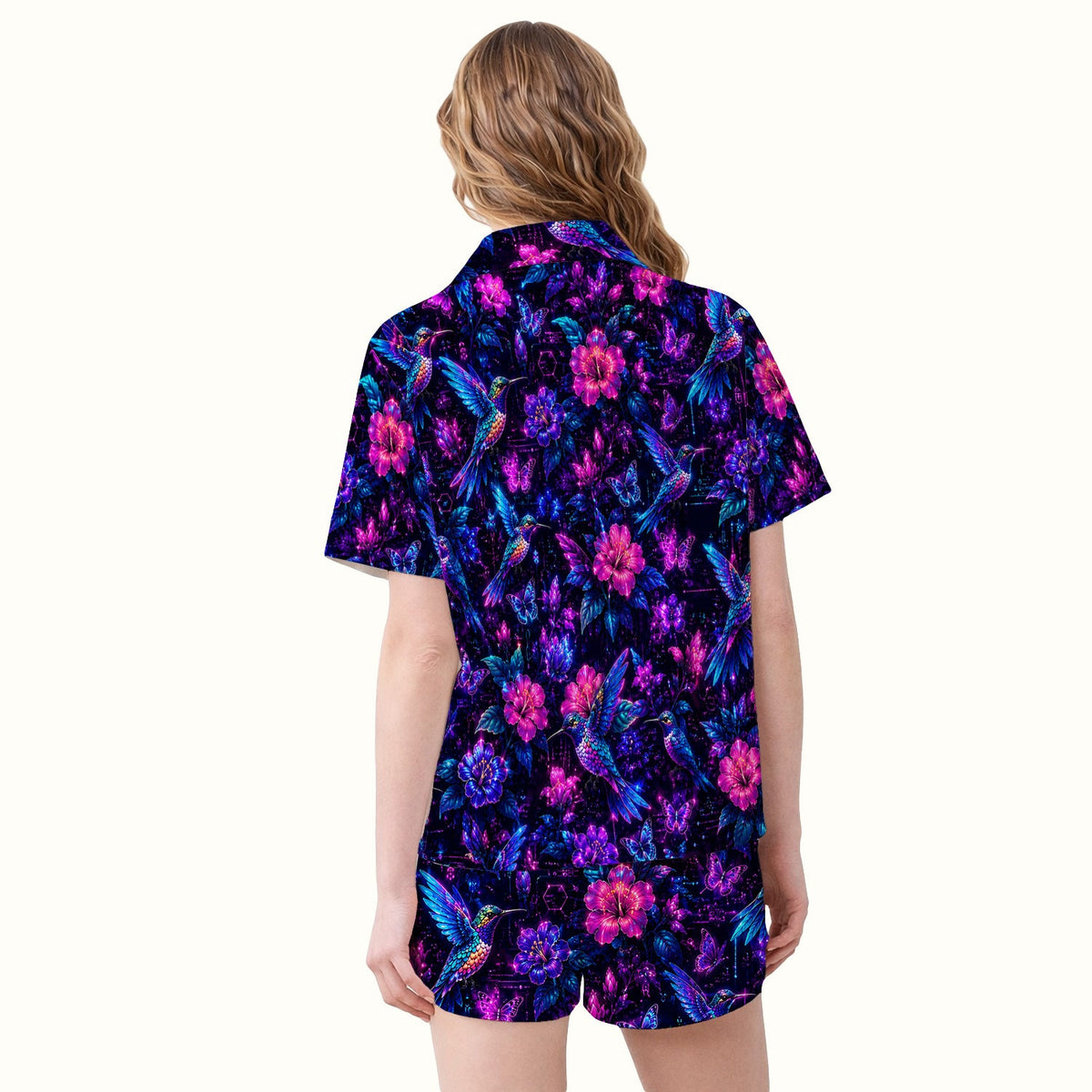 Neon Hummingbird Butterfly Bloom Pajama Set