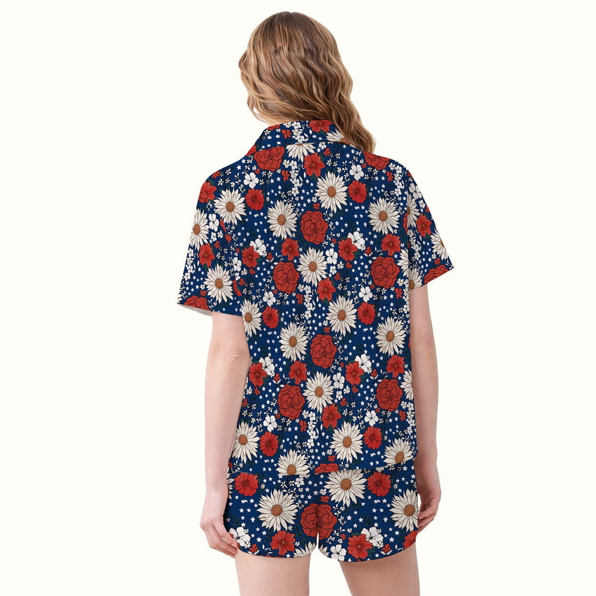 Red White Blue Floral Pajama Set