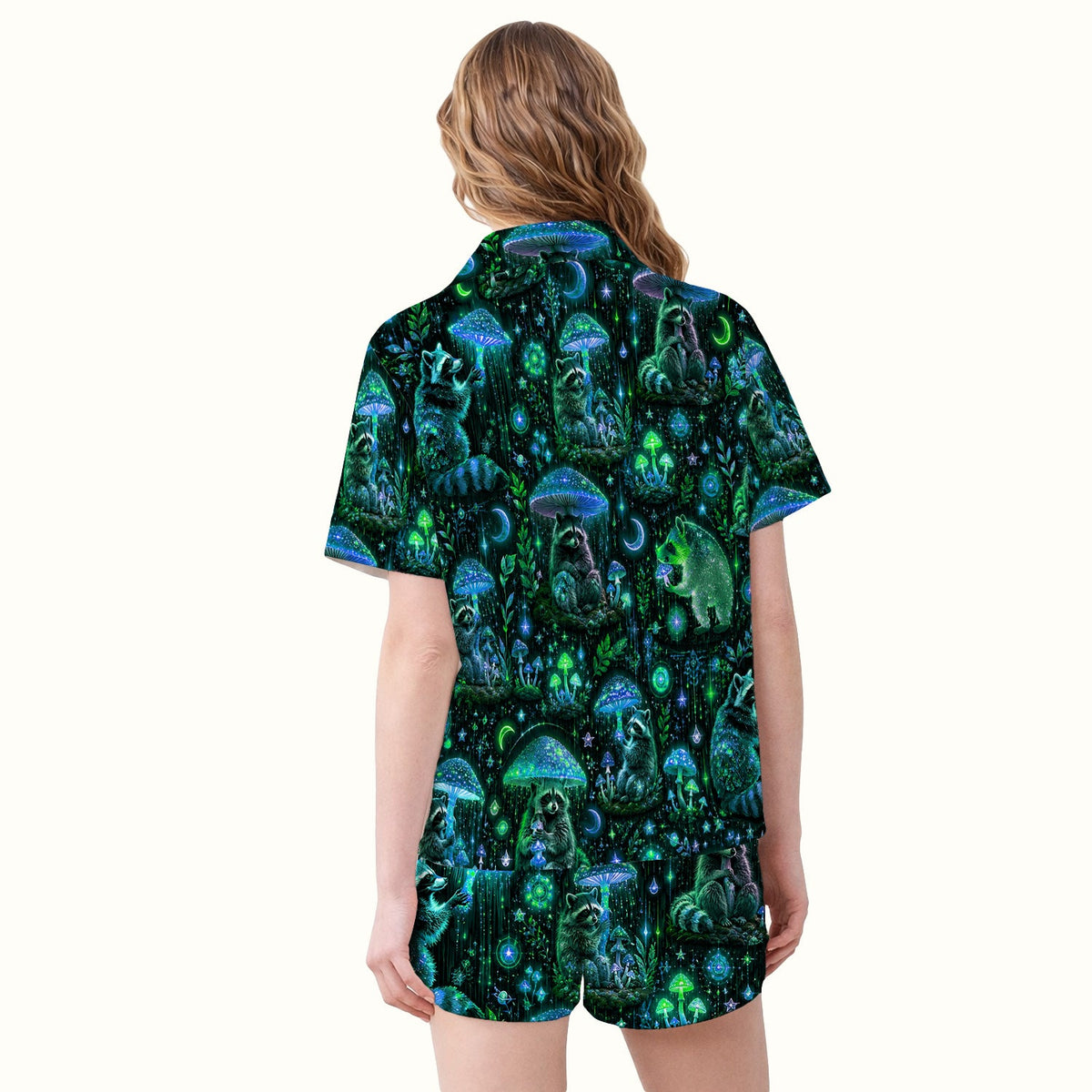 Glowing Raccoon Forest Pajama Set