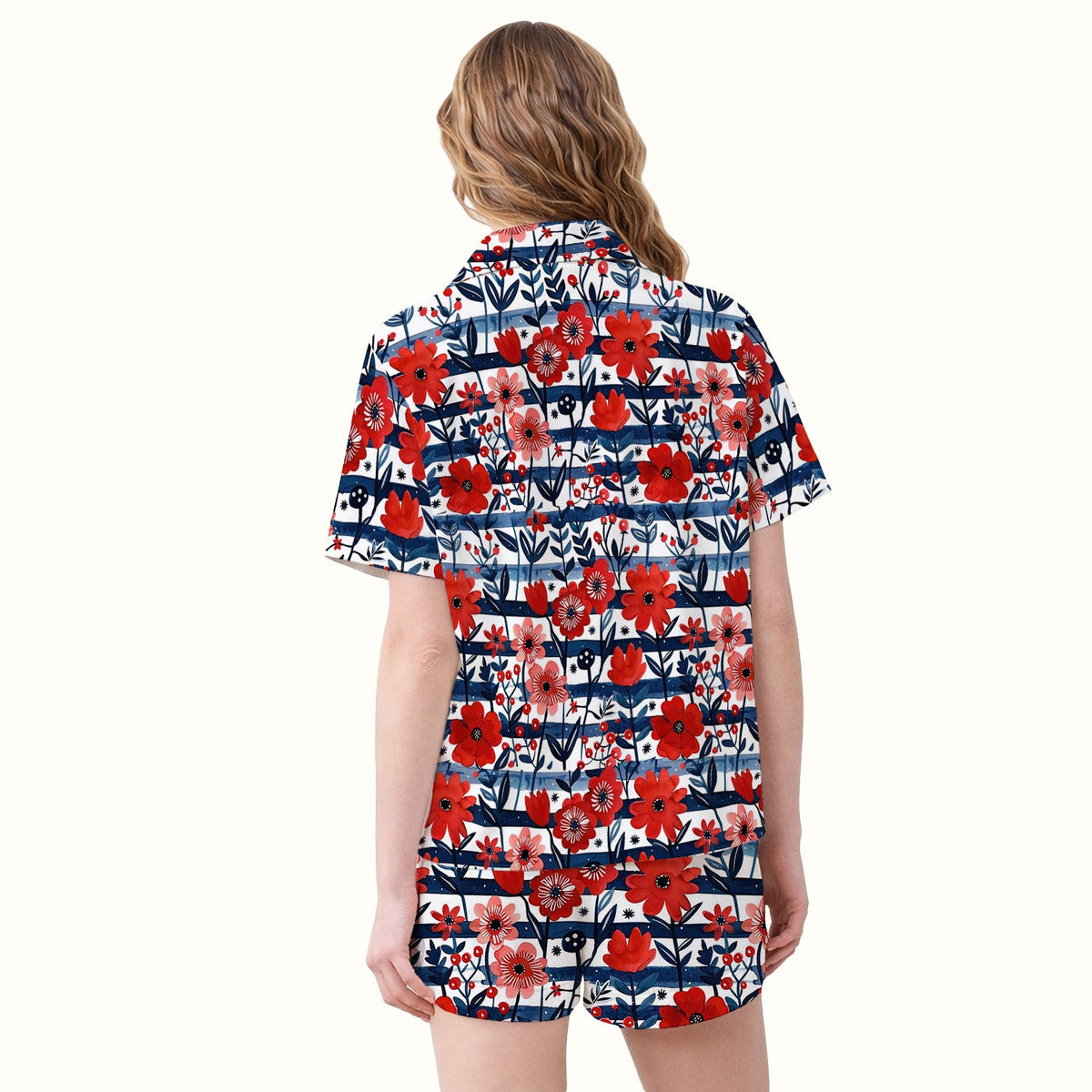 Red Poppy Navy Stripe Pajama Set
