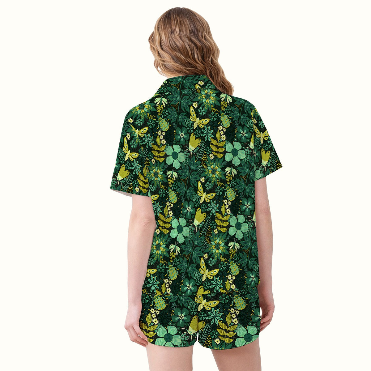 Green Botanical Butterfly Pajama Set