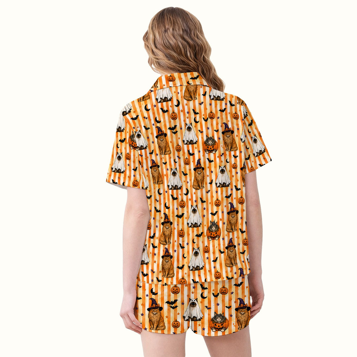 Cat Print Pajama Set - Halloween Gift For Nurse
