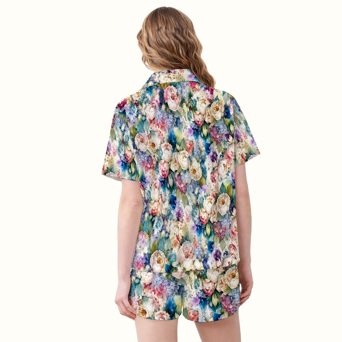 Watercolor Peony Hydrangea Floral Pajama Set