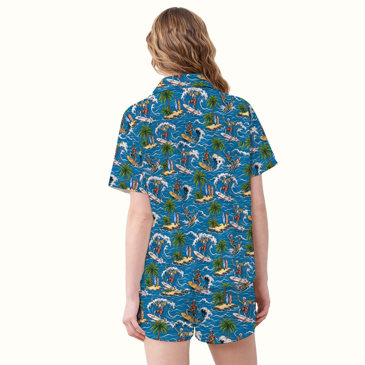 Spooky Tropical Skeleton Surfer Pajama Set