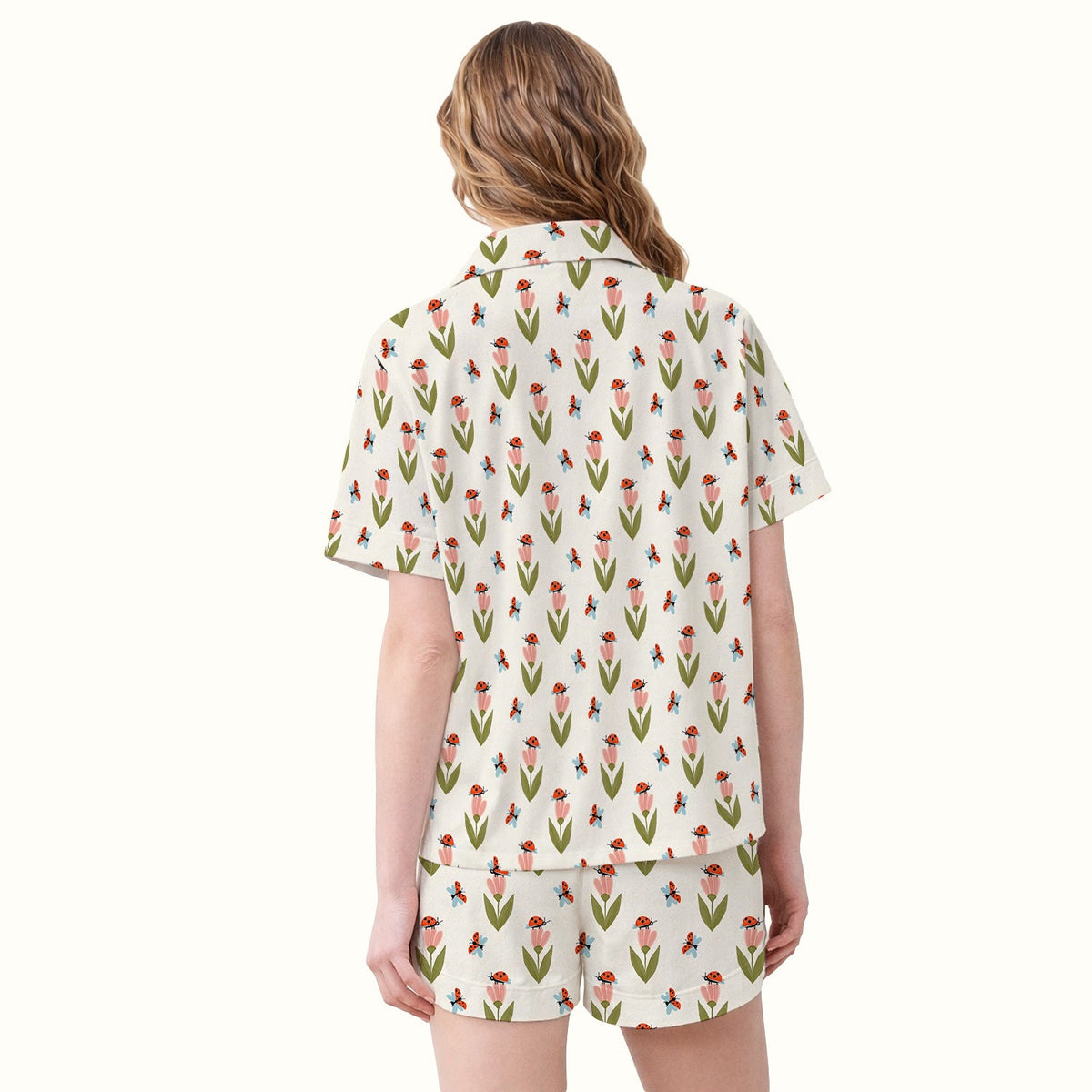 Ladybug Tulip Floral Pajama Set