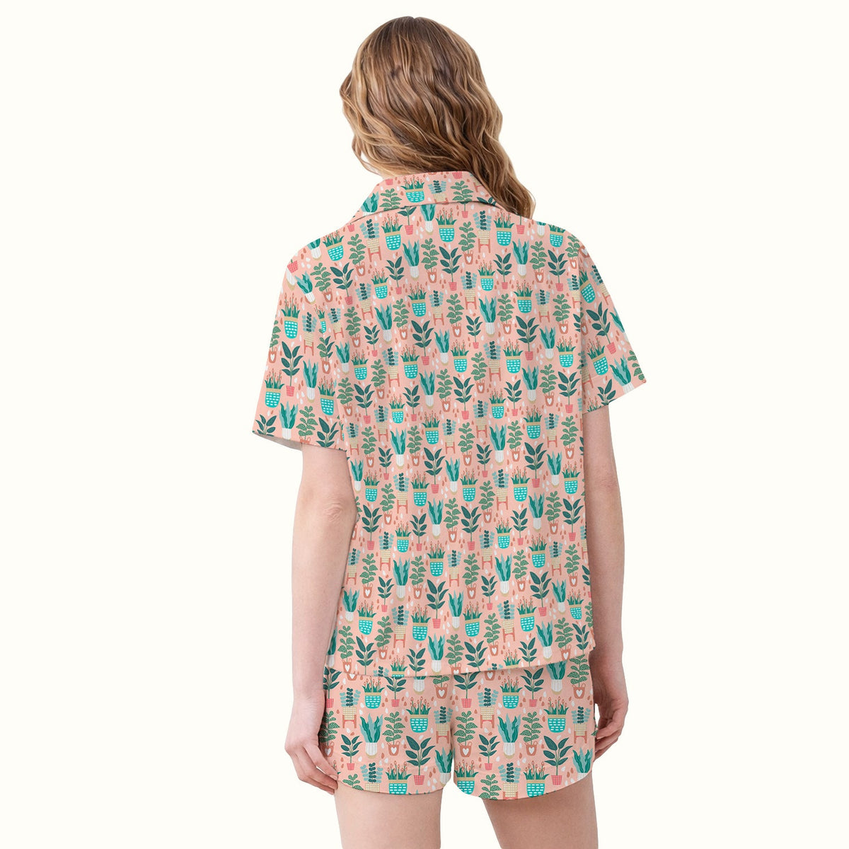 Potted Houseplant Leaves Pajama Set