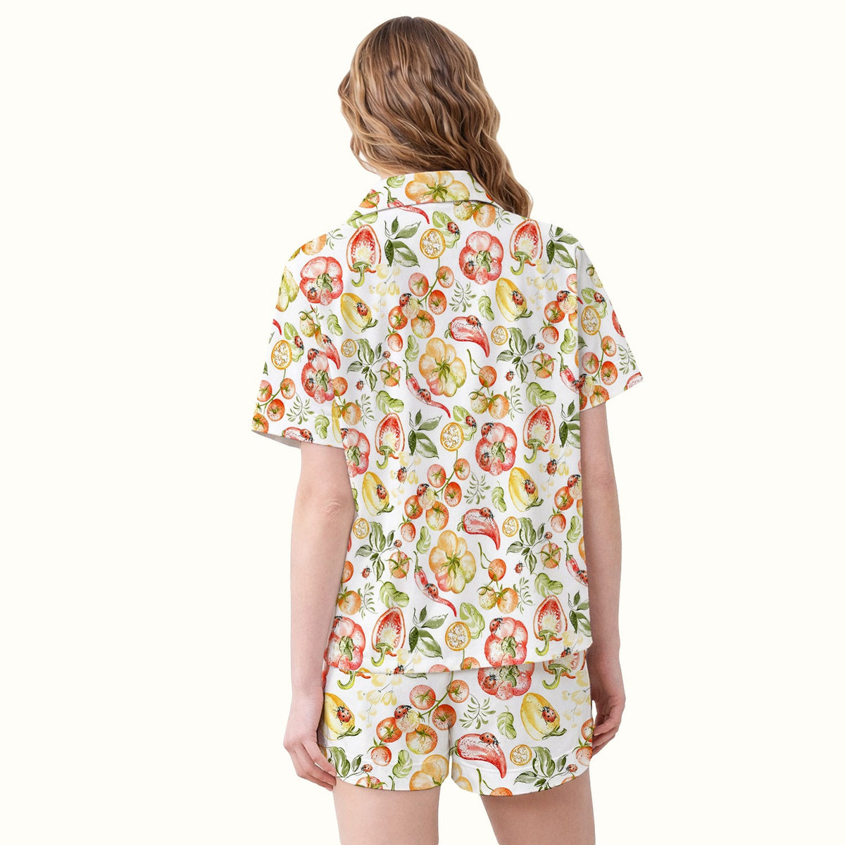 Watercolor Veggie Ladybug Nurse Pajama Set