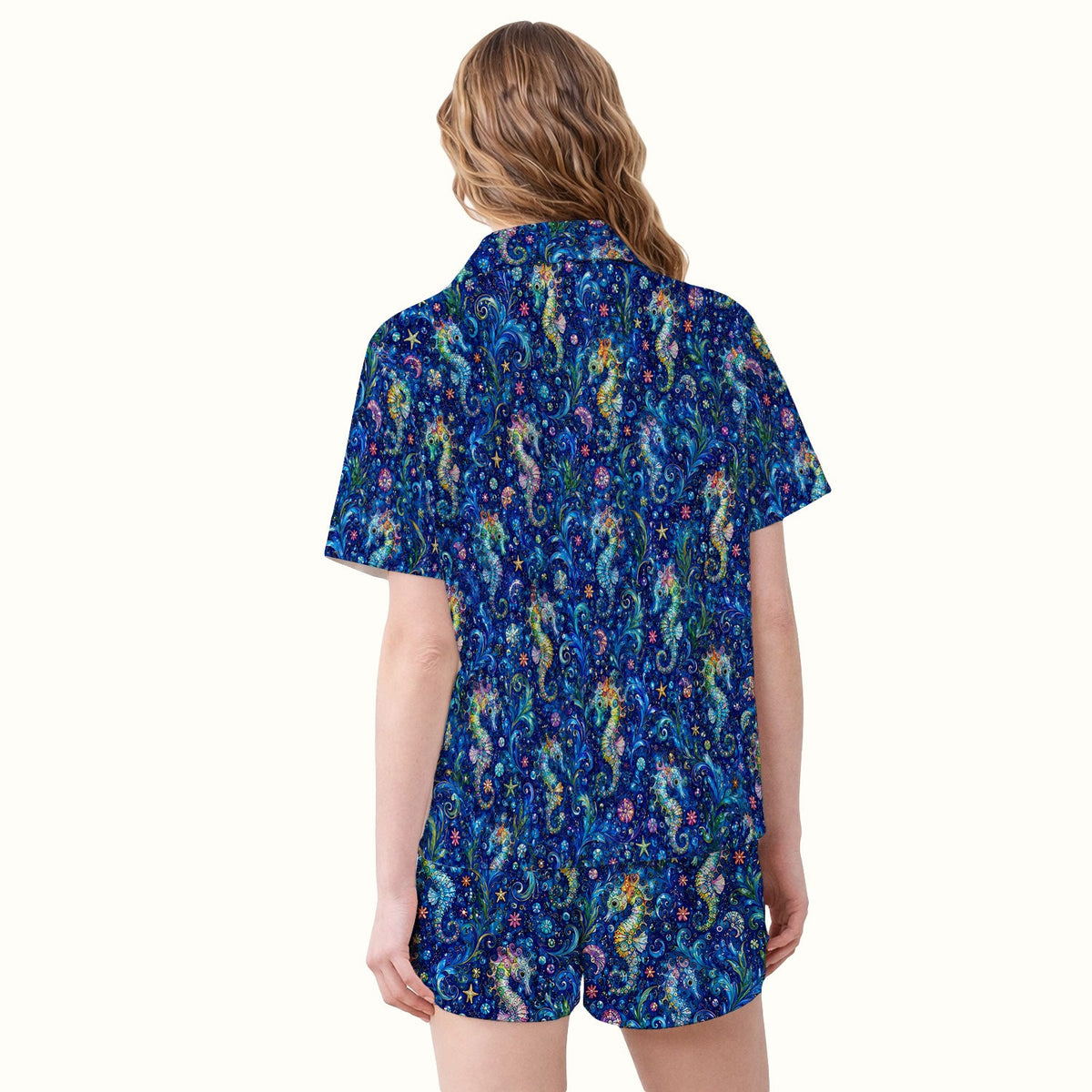 Vibrant Seahorse Ocean Swirl Pajama Set