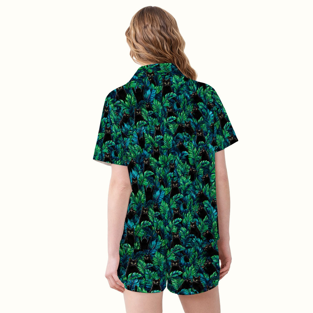 Black Cat Tropical Jungle Pajama Set