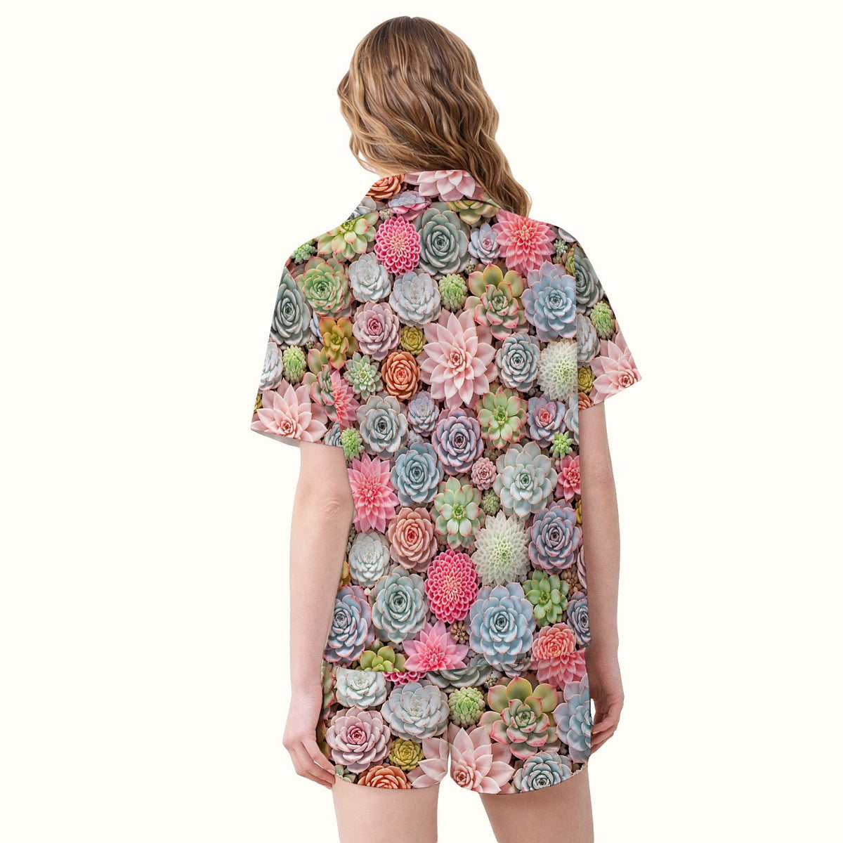 Pastel Succulent Blossom Pajama Set