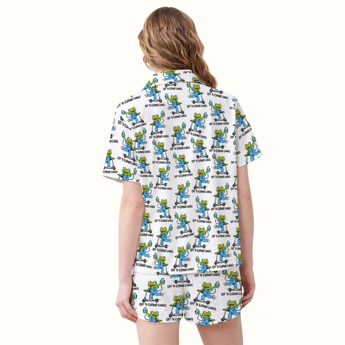 Off To Expand Lungs Frog Nurse Pajama Set
