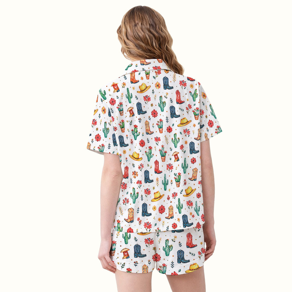 Whimsical Western Cactus Boots Pajama Set
