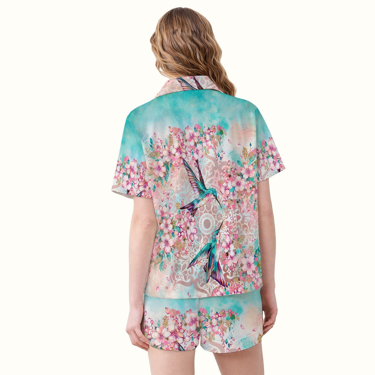 Hummingbird Cherry Blossom Nurse Pajama Set