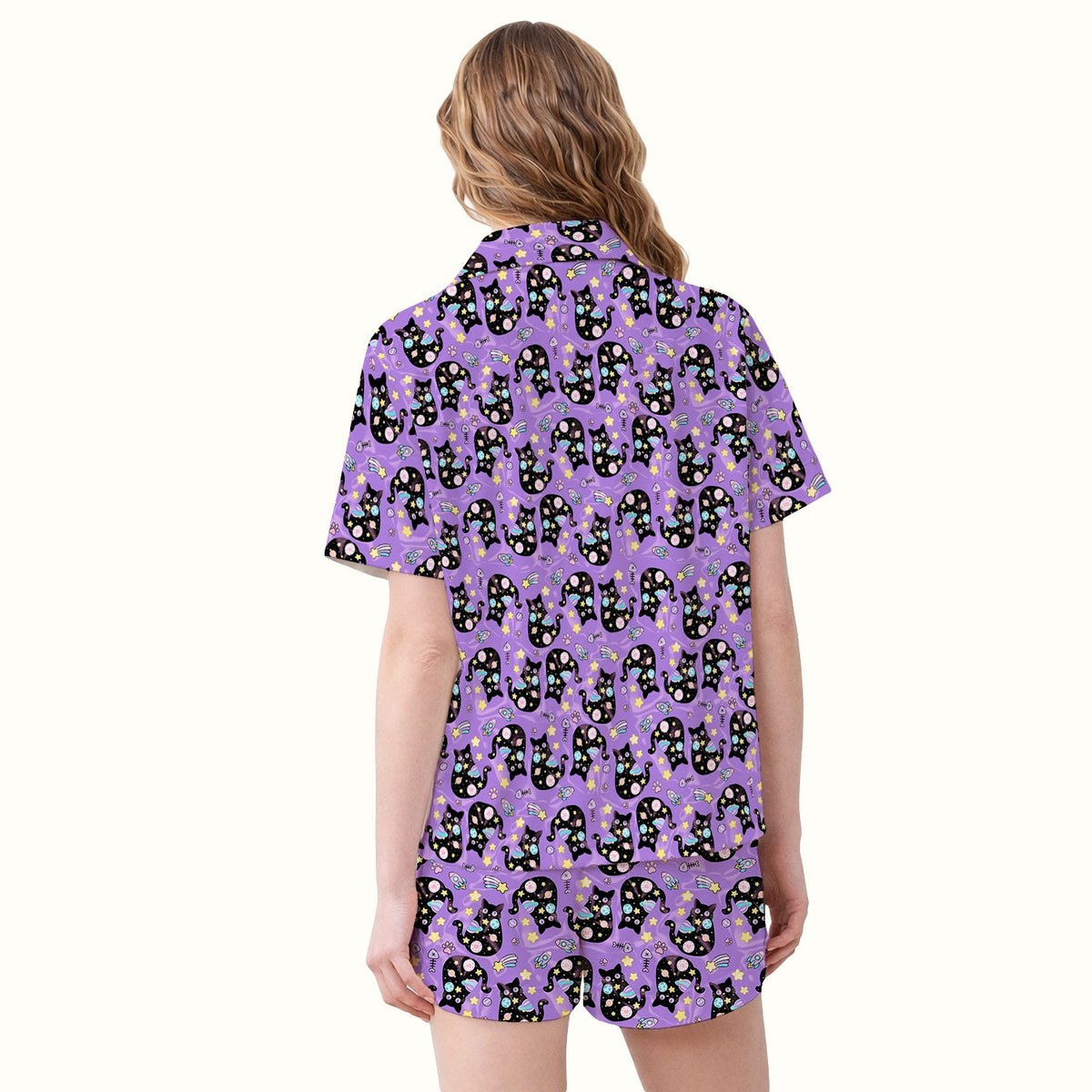 Galaxy Black Cat Space Pajama Set