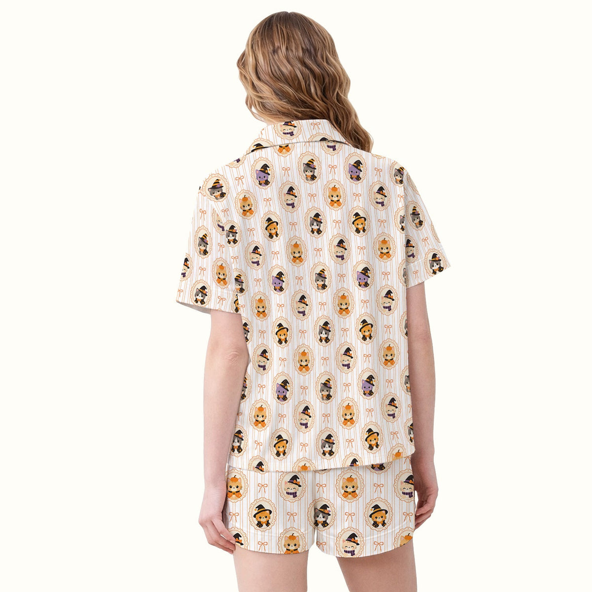 Halloween Cat Stripe Pajama Set