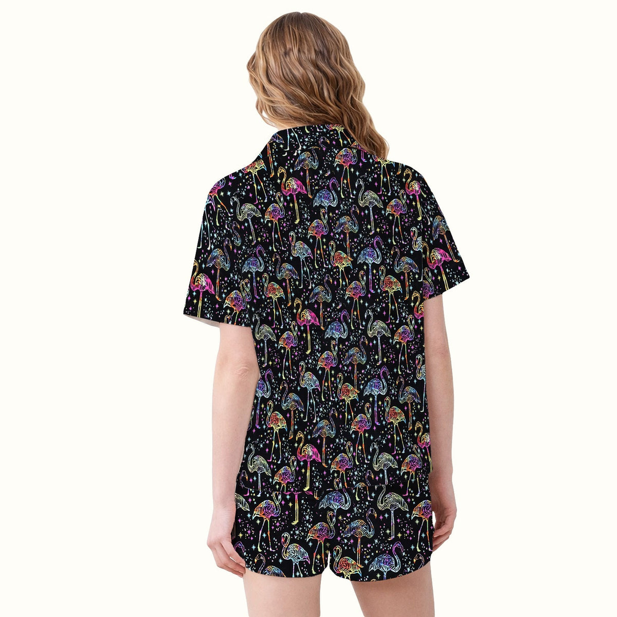 Neon Flamingo Starry Night Pajama Set