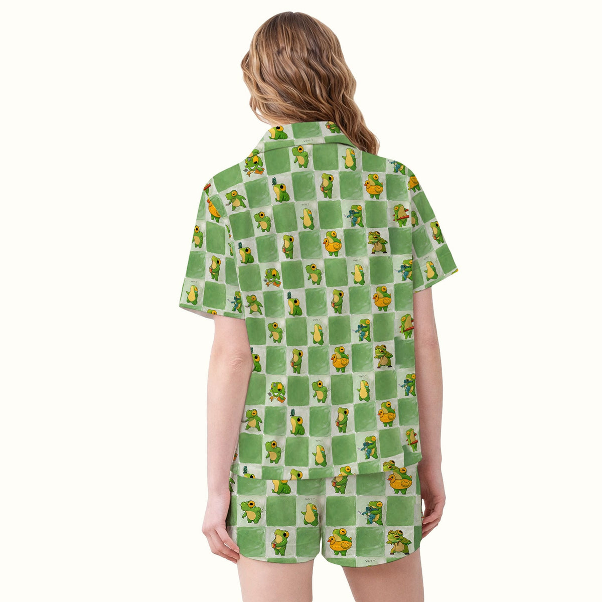 Frog Duck Checkerboard Pajama Set