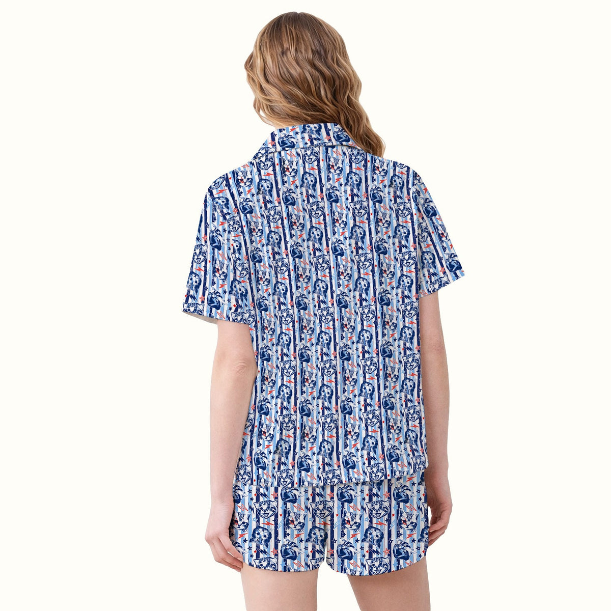 Cat Faces With Lightning Nurse Pajama Set