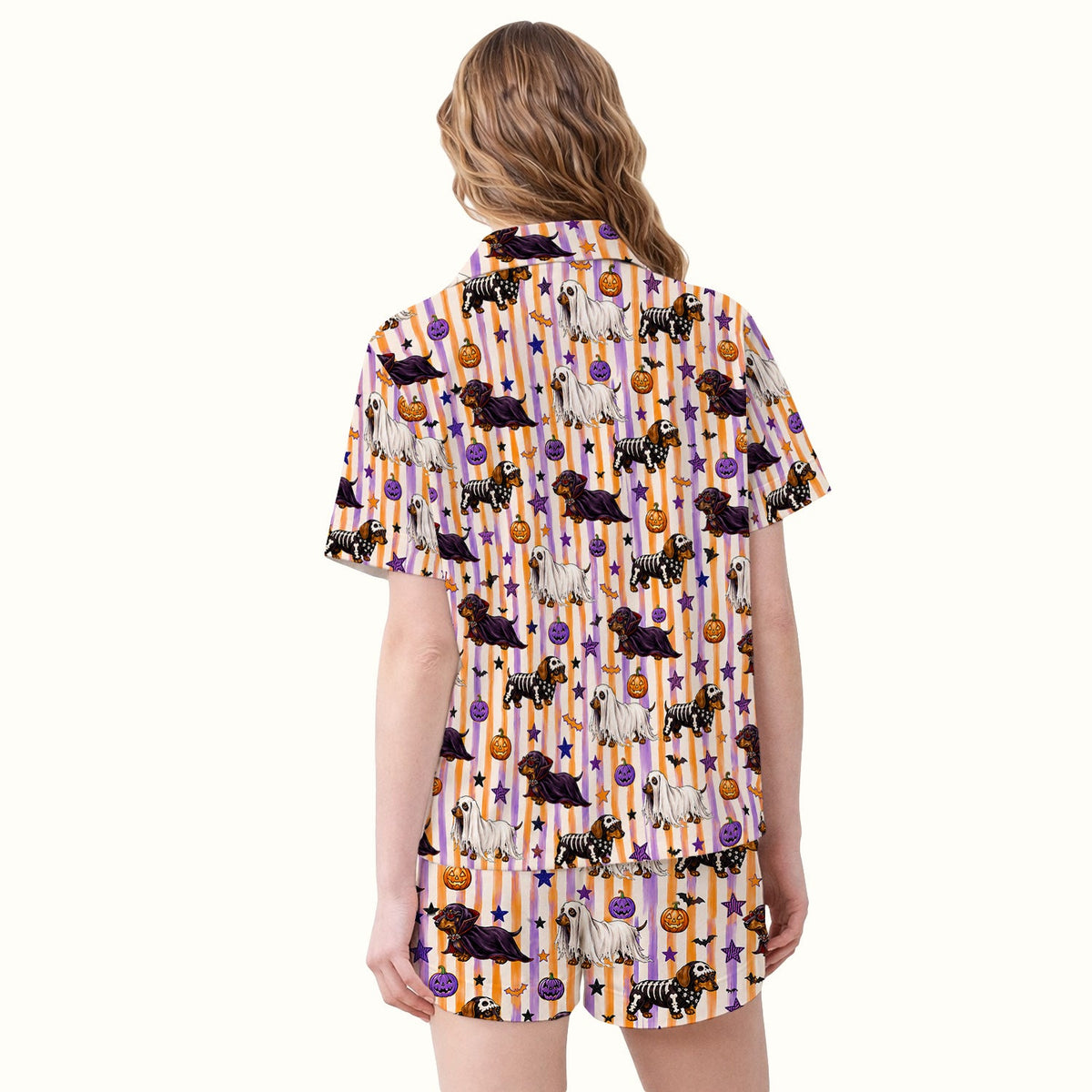Dachshund Stripe Pajama Set - Halloween Gift For Nurse