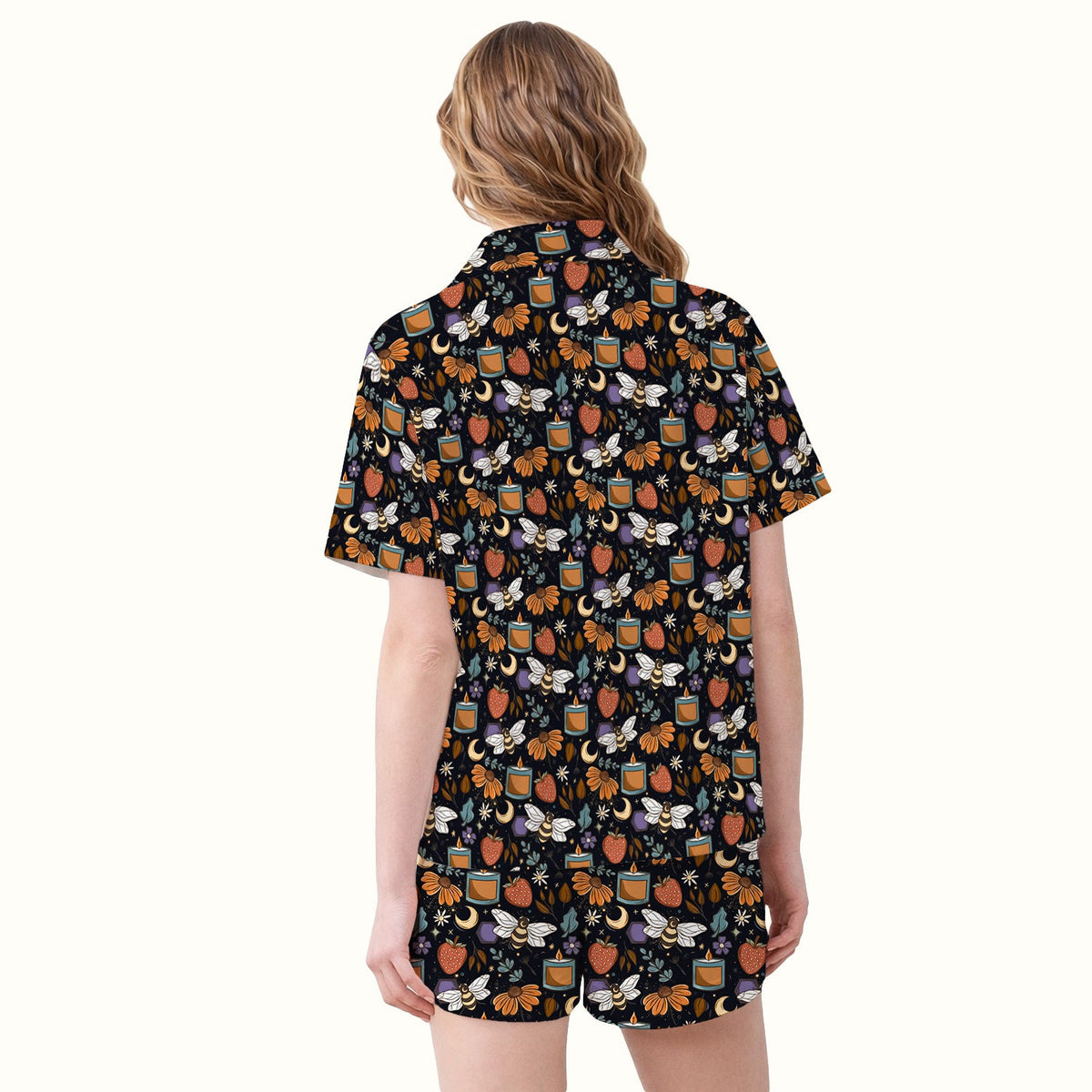 Bee Strawberry Floral Candle Pajama Set